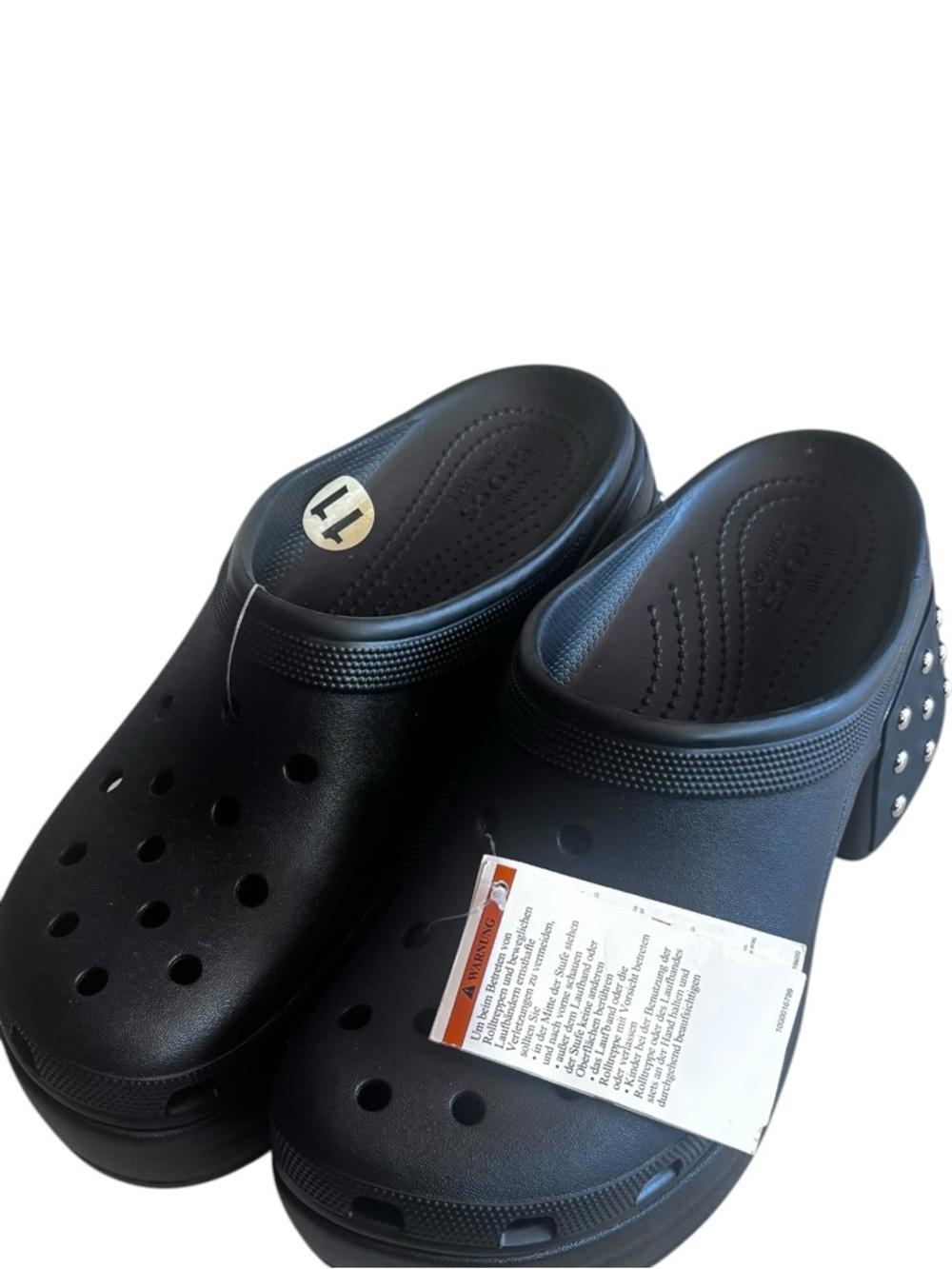 Crocs Siren Studded Clogs Black Platform Heels Goth Chunky Y2K Alt Size 11 NWT - Picture 7 of 8